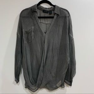 DKNY Sheer Relaxed Fit Blouse
